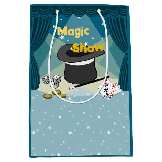 Magic Show blauw Dank u Medium Cadeauzakje (Voorkant)