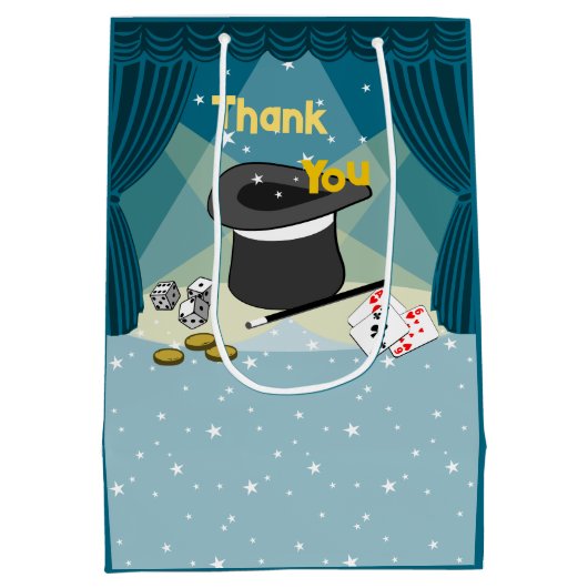 Magic Show blauw Dank u Medium Cadeauzakje (Achterkant)