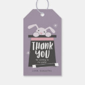 Magic Show Bunny Verjaardagsfeestje Dank u Cadeaulabel (Achterkant)