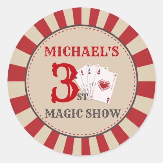 Magic Show Circus Verjaardagsfeestje Sticker Label (Voorkant)