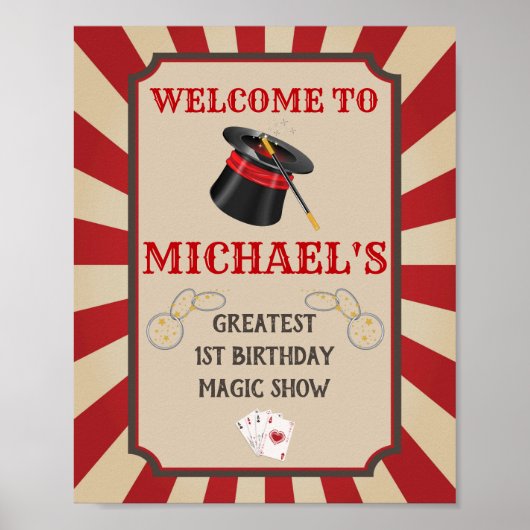 Magic Show Circus Verjaardagsfeestje teken Poster (Voorkant)
