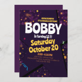 Magic Show Golden Stardust Thema Verjaardagsuitnod Kaart (Voorkant / Achterkant)