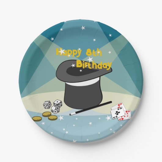 Magic Show Happy 8th Verjaardag Kinder Feest Papieren Bordje (Voorkant)