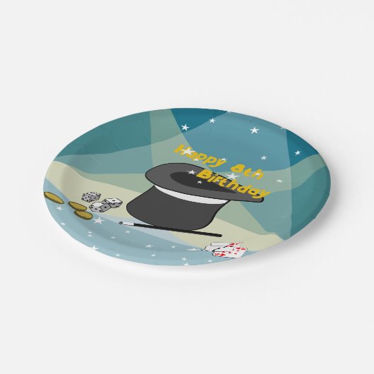 Magic Show Happy 8th Verjaardag Kinder Feest Papieren Bordje (Gekanteld)