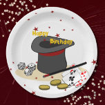 Magic Show Happy Birthday Kinder Party Papieren Bordje<br><div class="desc">Magic Show Verjaardag Kinder Partij Papier Borden met rode sterren 🖹 Invoegen jouw tekst bewerken elementkleur 📧 informeren over een aangepast ontwerp beatecisse@kbmd3signs.com 🌐Bezoek voor tips en ideeën over kleur,  kunst en decor,  www.KBMD3signs.com</div>