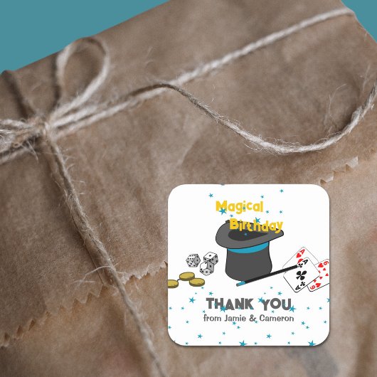 Magic Show Joint Birthday Bedankt van Names Vierkante Sticker
