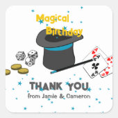 Magic Show Joint Birthday Bedankt van Names Vierkante Sticker (Voorkant)