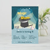 Magic Show Kinder 8e Verjaardagsfeest Uitnodiging  (Staand voorkant)