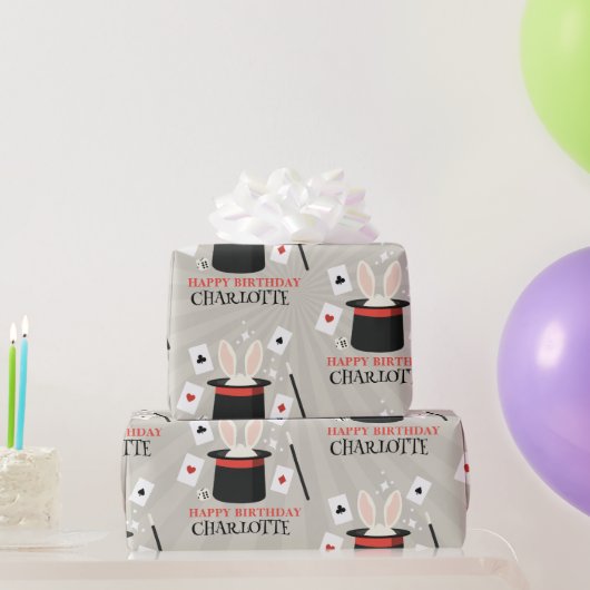 Magic Show Magician Kids Verjaardag Custom Naam Cadeaupapier (Feestgeschenken)