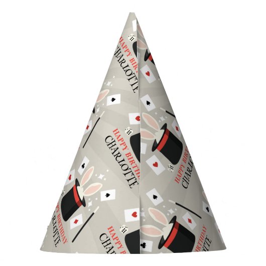 Magic Show Magician Kids Verjaardag Custom Naam Feesthoedjes (Achterkant)