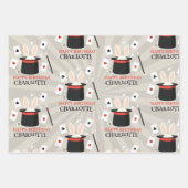 Magic Show Magician Kids Verjaardag Custom Naam Inpakpapier Vel (Voorkant 2)