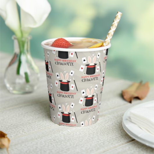 Magic Show Magician Kids Verjaardag Custom Naam Papieren Bekers (Insitu)