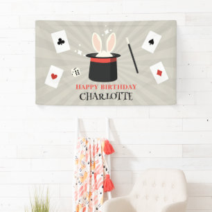 Magic Show Magician Kids Verjaardag Custom Naam Spandoek