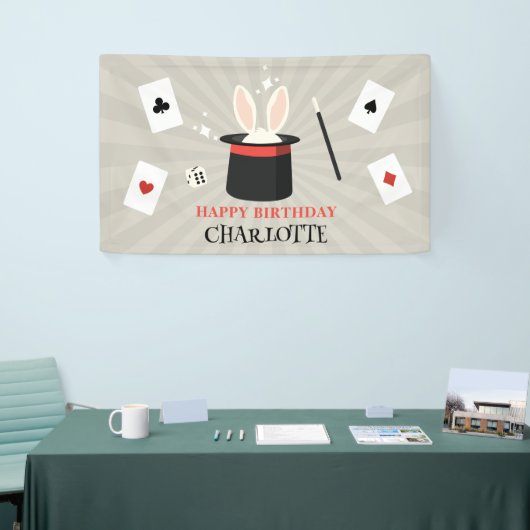 Magic Show Magician Kids Verjaardag Custom Naam Spandoek (Beurs)
