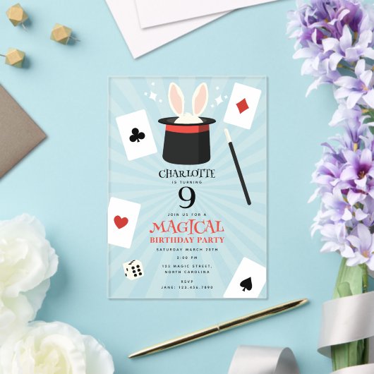 Magic Show Magician Kids Verjaardagsfeest Acryl Uitnodigingen (Insitu (Huwelijk))