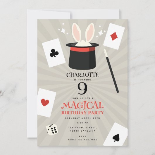 Magic Show Magician Kids Verjaardagsfeest Kaart (Voorkant)