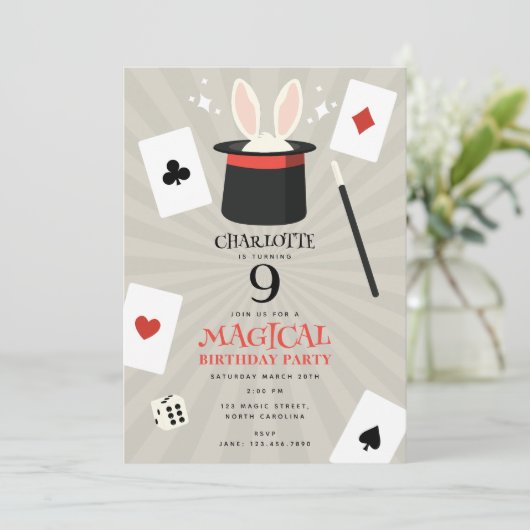 Magic Show Magician Kids Verjaardagsfeest Kaart (Staand voorkant)