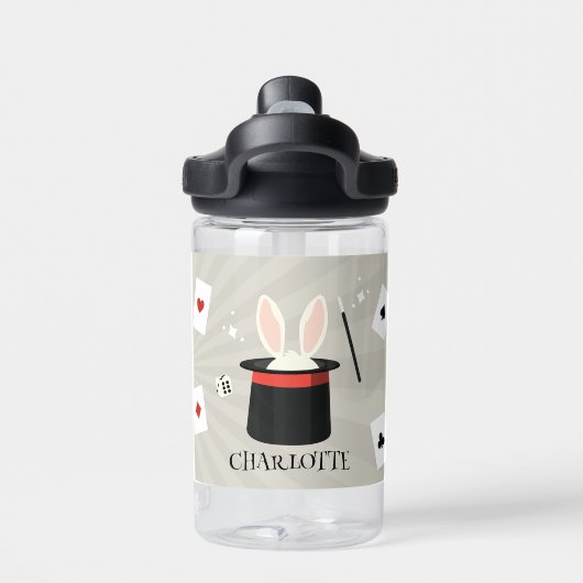 Magic Show Magician Kinder aangepaste naam School Waterfles (Achterkant)