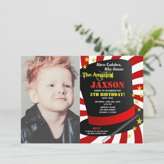 Magic show Party verjaardagsfeestje goochelaar fot Kaart (Staand voorkant)