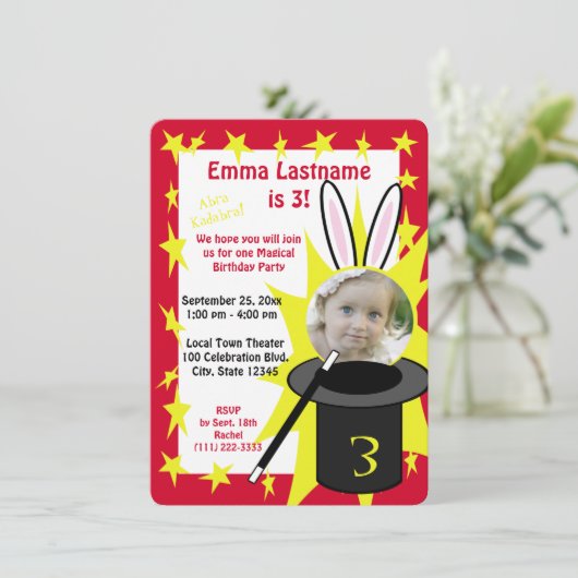 Magic Show Verjaardag Rood Kaart (Staand voorkant)