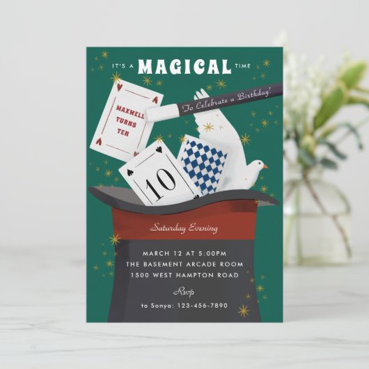 Magic Show Verjaardagsfeest Kaart (Staand voorkant)