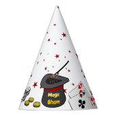 Magic Show Verjaardagsfeestje Zwart Wit Rood Kind Feesthoedjes (Voorkant)