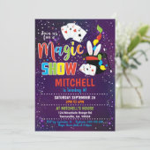 Magic Show verjaardagsuitnodiging Magic Invitation Kaart (Staand voorkant)