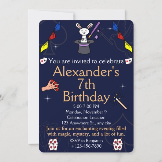 Magic Show verjaardagsuitnodiging voor goochelaars Kaart (Voorkant)