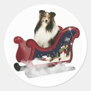Magic Sleigh Sheltie Ronde Sticker