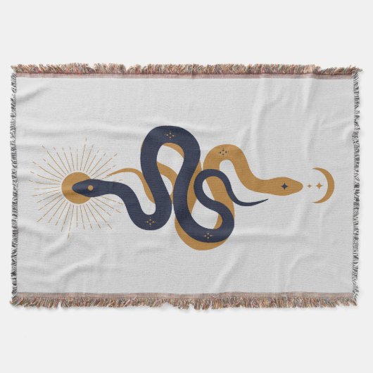 Magic Snake Met Maan Star Crescent Minimalist Deken (Voorkant)