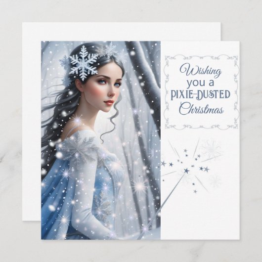 Magic Snow Fairy Kerst Flat Vakantie Kaart (Voorkant / Achterkant)