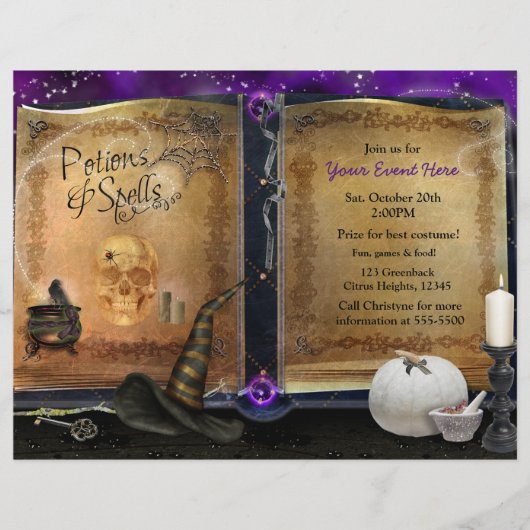 Magic Spell Book Halloween Party Event Flyer (Voorkant)