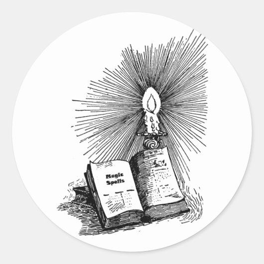 Magic Spells Book Candle Witchcraft Ronde Sticker (Voorkant)