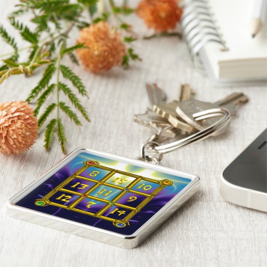 MAGIC SQUARE 33, Blue Paars Black Sleutelhanger (Zijkant)