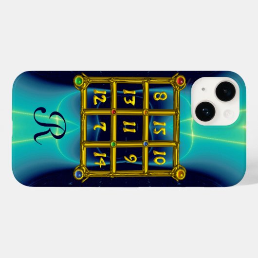 MAGIC SQUARE 33 MONOGRAM Blauwgroen, Aqua Blue Tur Case-Mate iPhone Case (Achterkant (horizontaal))