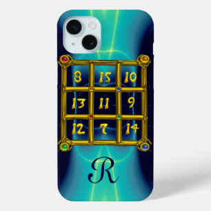 MAGIC SQUARE 33 MONOGRAM Blauwgroen, Aqua Blue Tur iPhone 15 Mini Hoesje