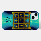 MAGIC SQUARE 33 MONOGRAM Blauwgroen, Aqua Blue Tur Case-Mate iPhone Case (Achterkant (horizontaal))