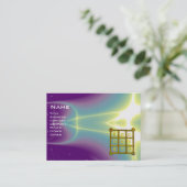 MAGIC SQUARE 33, Paars blauw, parelpapier Visitekaartje (Staand voorkant)