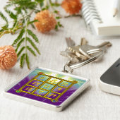 MAGIC SQUARE 33, Roze Violet Paars blauw Sleutelhanger (Zijkant)