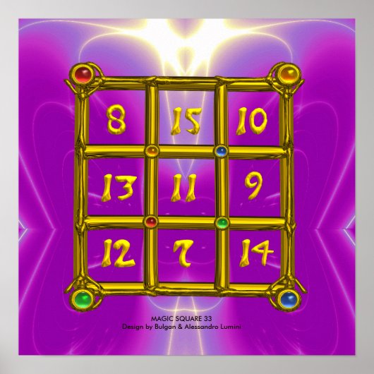 MAGIC SQUARE 33, Roze Violet Paars Poster (Voorkant)
