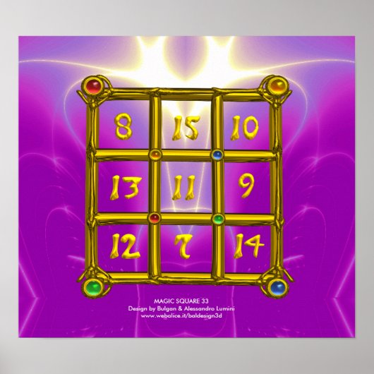 MAGIC SQUARE 33, Roze Violet Paars Poster (Voorkant)