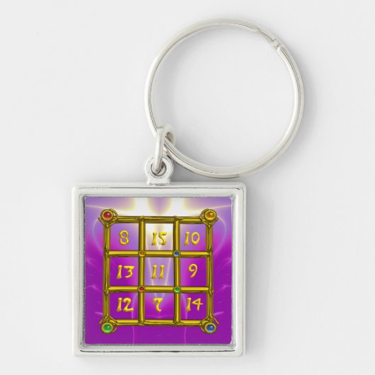 MAGIC SQUARE 33, Roze Violet Paars Sleutelhanger (Voorkant)