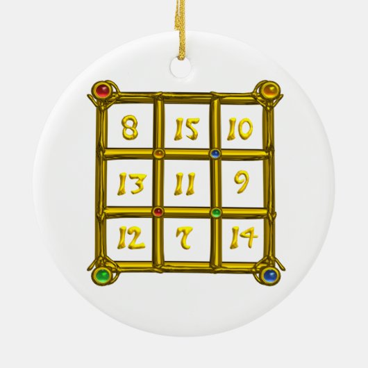 MAGIC SQUARE 33, zwart en wit Keramisch Ornament (Achterkant)