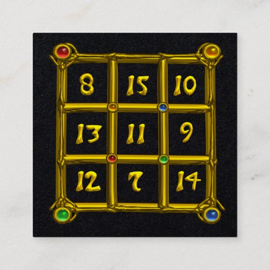 MAGIC SQUARE 33, zwart papier Vierkante Visitekaartje (Achterkant)