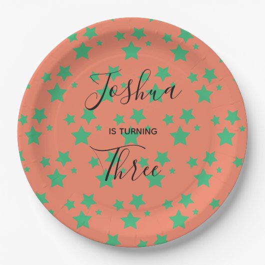 Magic Star verjaardagscentrum Groen Oranje Circus  Papieren Bordje (Voorkant)