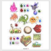 Magic Sticker Pack Crystals Fantasy Dragon Raven (Vel)