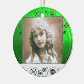 MAGIC SWIRLS FOTO TEMPLATE, Green Emerald Keramisch Ornament (Links)
