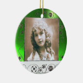 MAGIC SWIRLS FOTO TEMPLATE, Green Emerald Keramisch Ornament (Rechts)