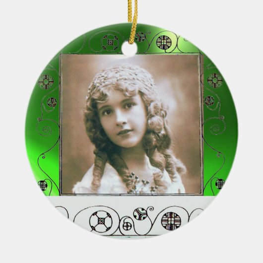 MAGIC SWIRLS FOTO TEMPLATE, Green Emerald Keramisch Ornament (Voorkant)