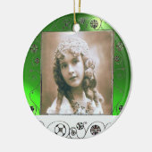MAGIC SWIRLS FOTO TEMPLATE, Green Emerald Keramisch Ornament (Links)
